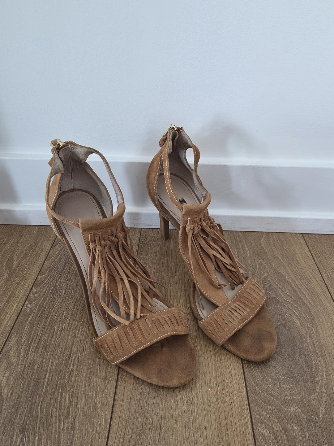 French Connection Crown Suede Fringe Heels