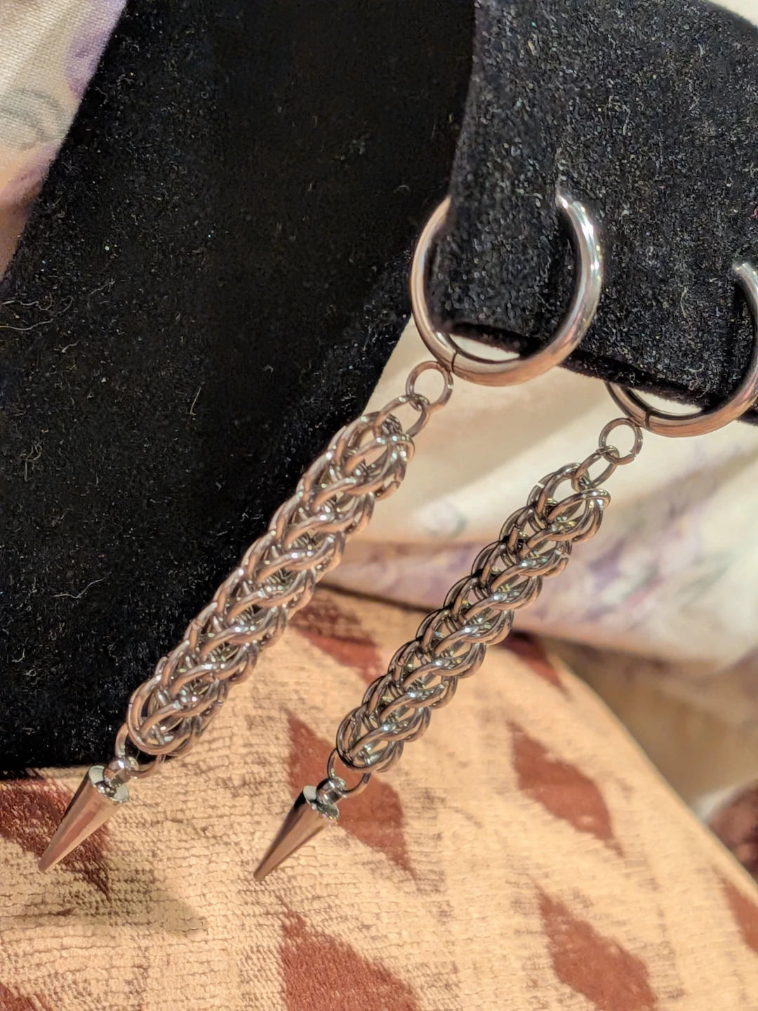 Chainmail Spike Dangle Earrings - photo 4