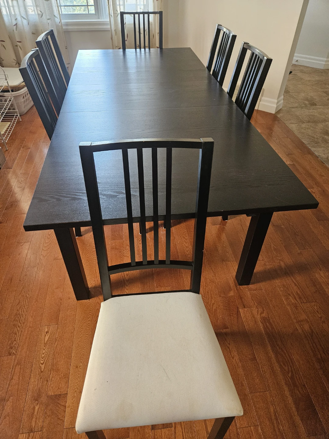 Ikea Black Dining Table with 6 Chairs