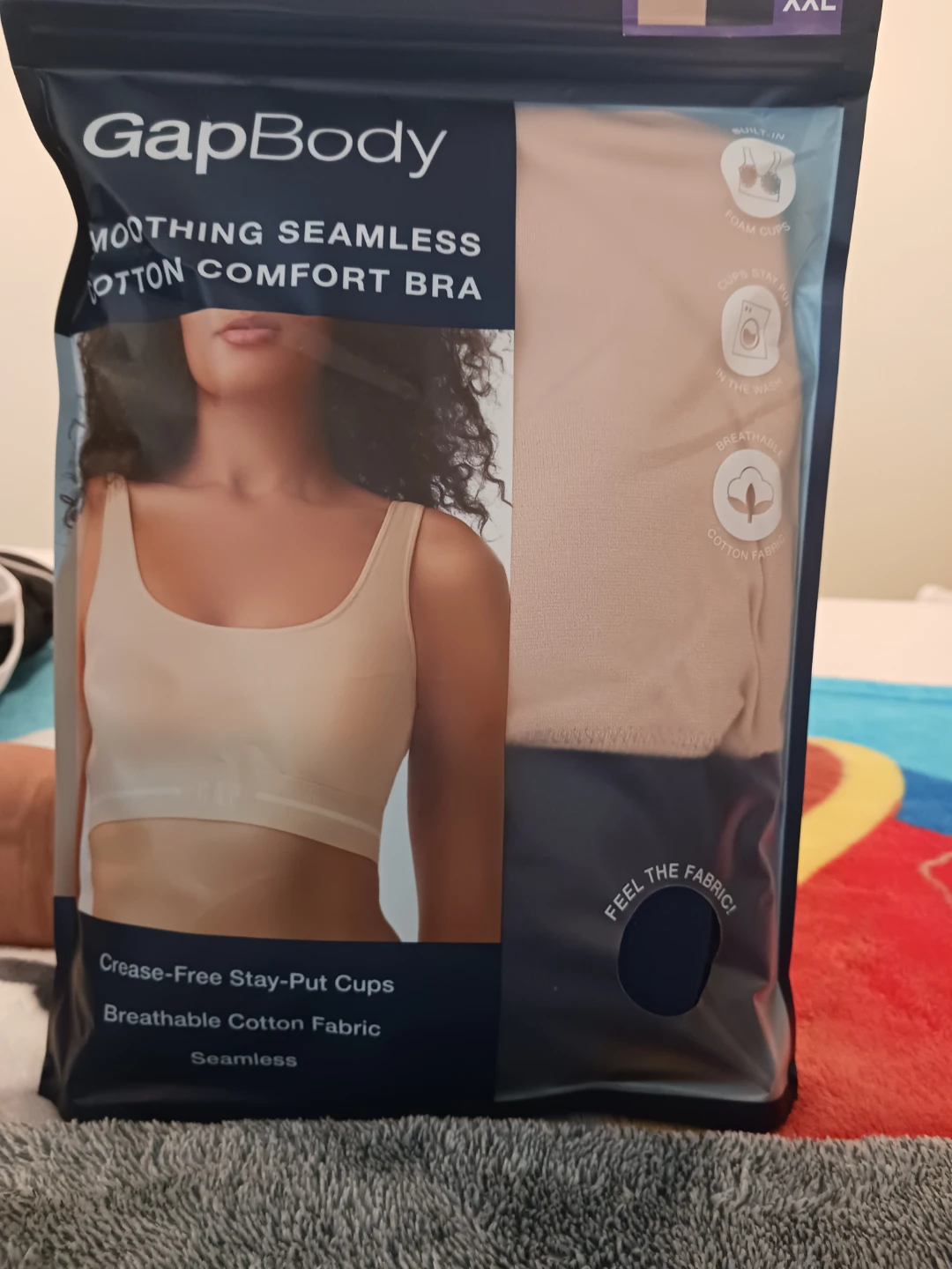 GapBody Smoothing Seamless Cotton Comfort Bra - Beige - XL