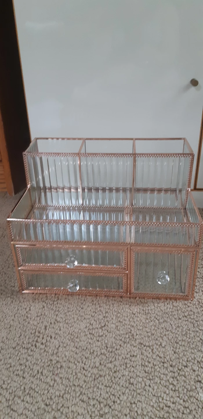 NEW Glass Makeup Organizer with Drawers