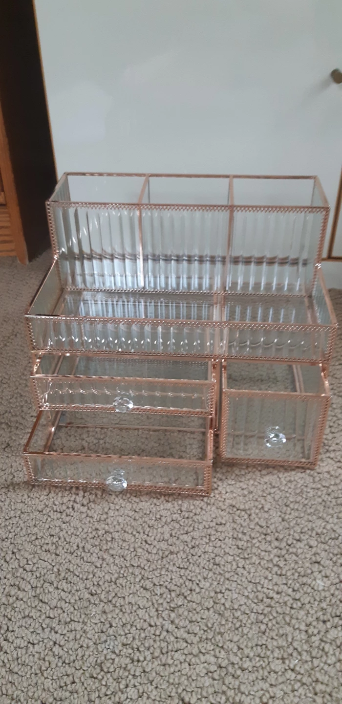 NEW Glass Makeup Organizer with Drawers - photo 2