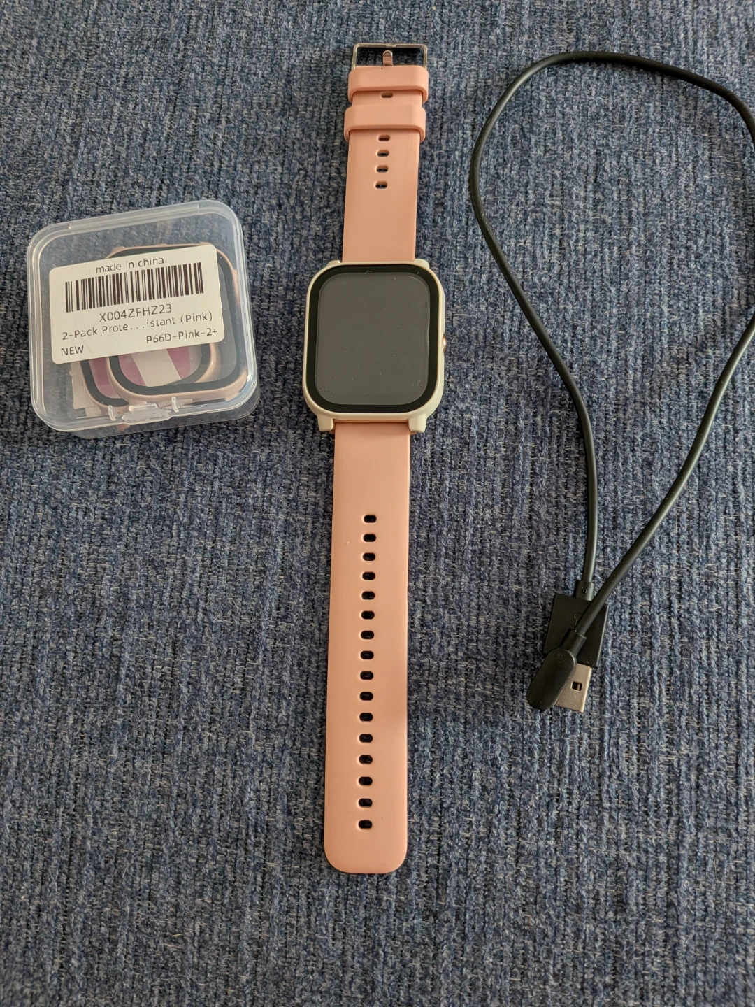 Smart Watch with Pink Band and Screen Protectors CASH ONLY AS IS - photo 2