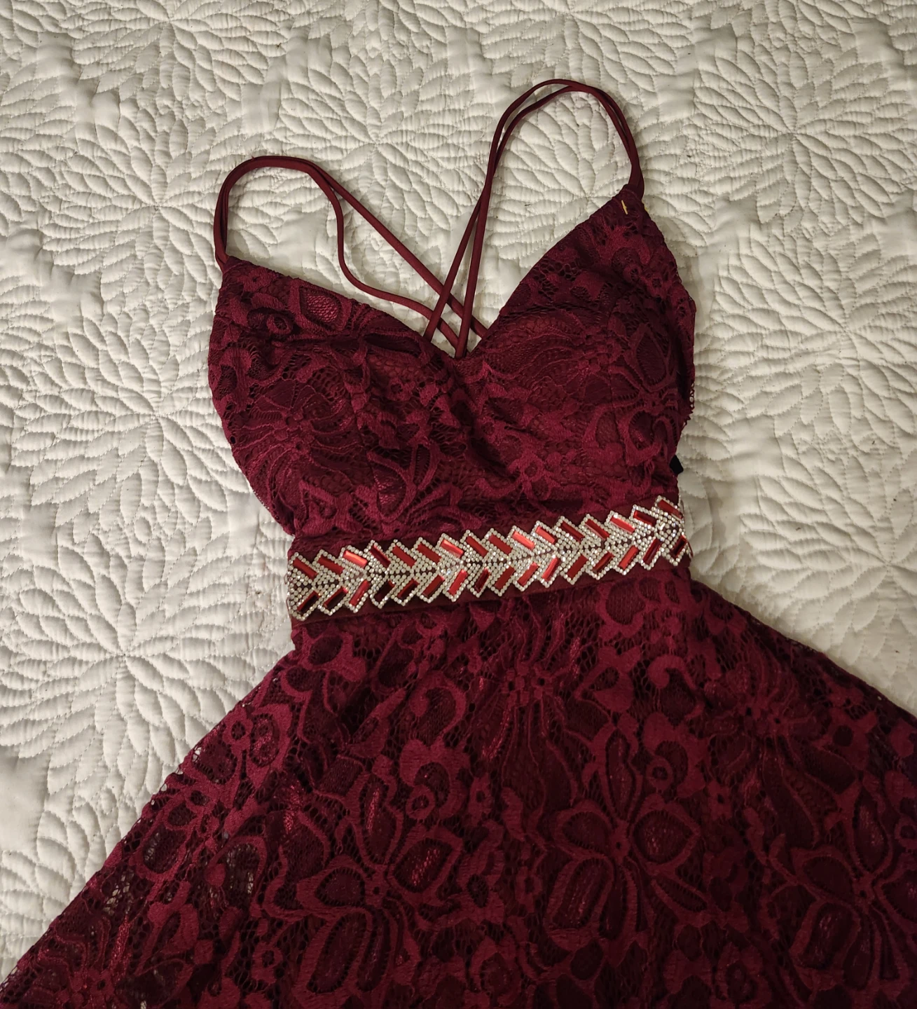 FE Forever Burgundy Lace High-Low Dress - photo 4