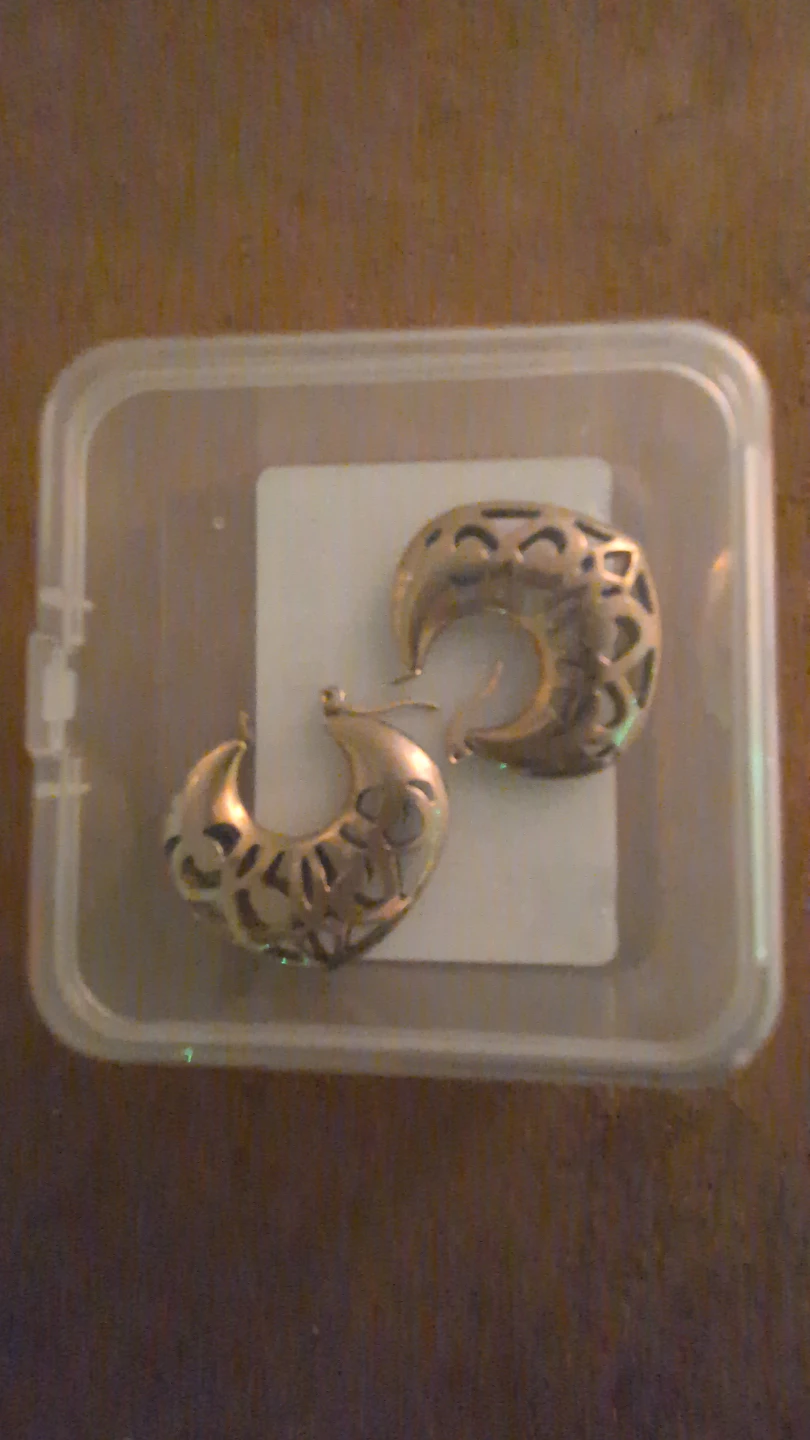 Gold Tone Hoop Earrings with Filigree Design - photo 2