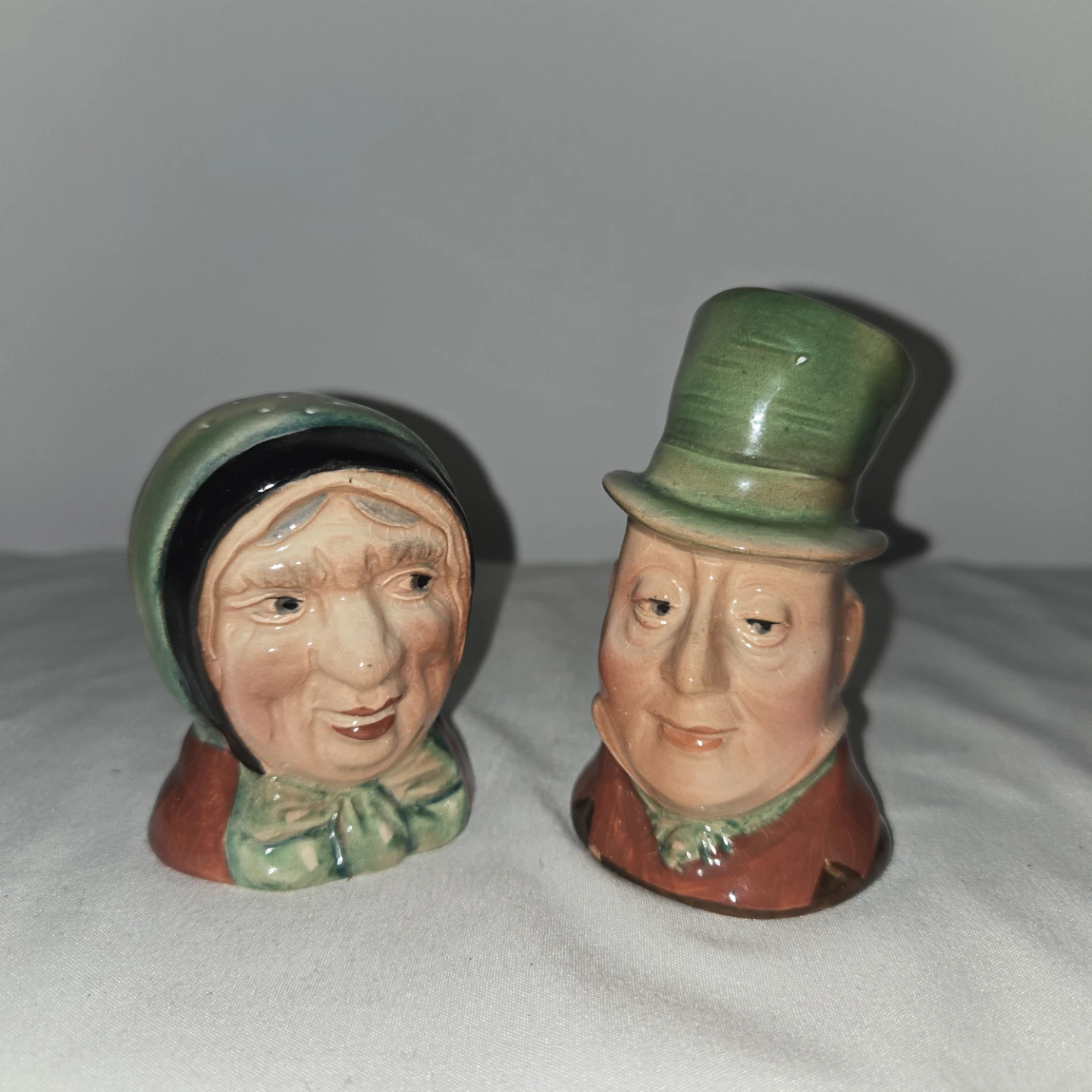 Beswick ,Dickens salt / pepper pots, Mr Mcawber & Sairy Gamp