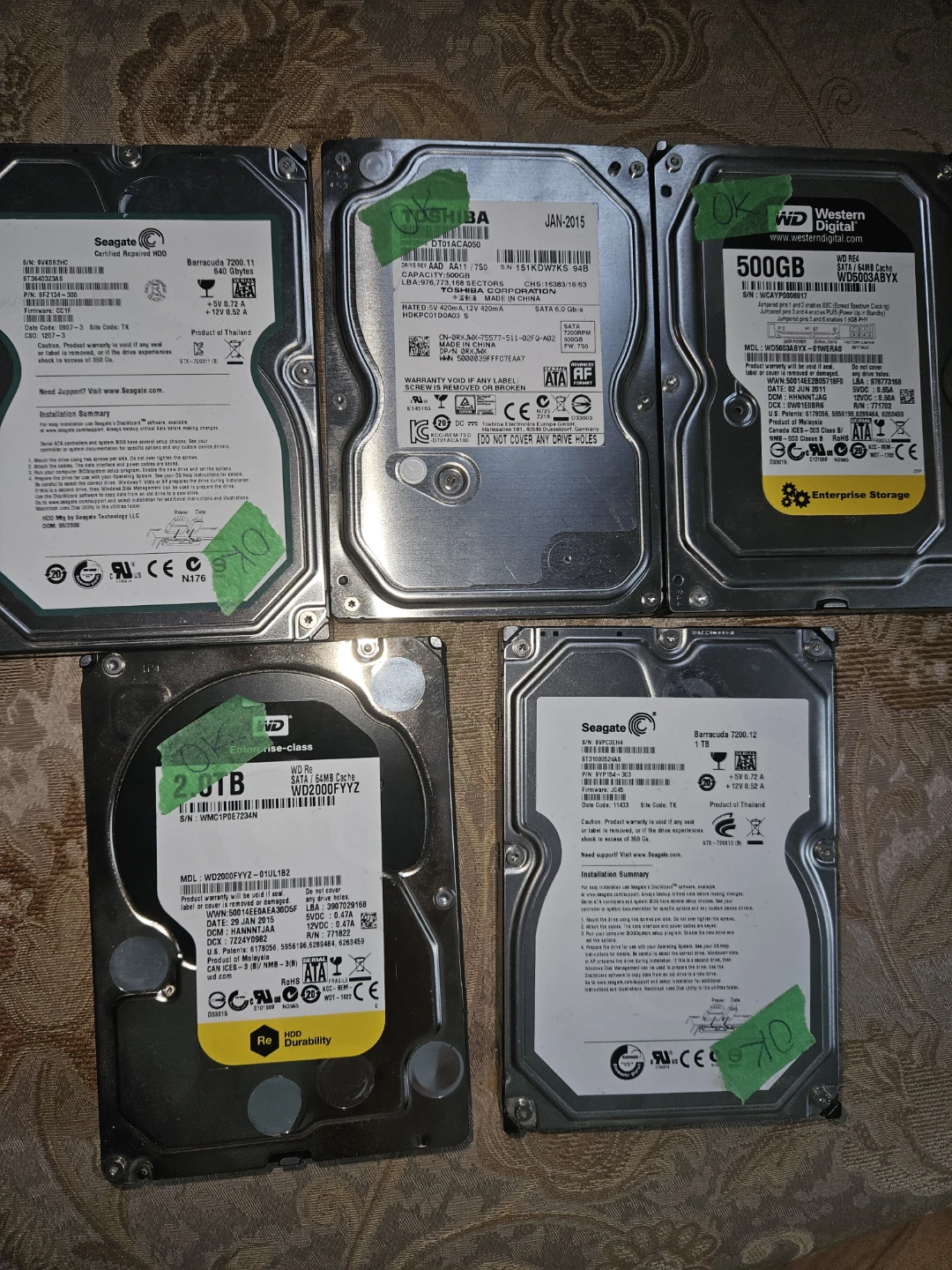 23pc SATA HDD Lot - SMART Good