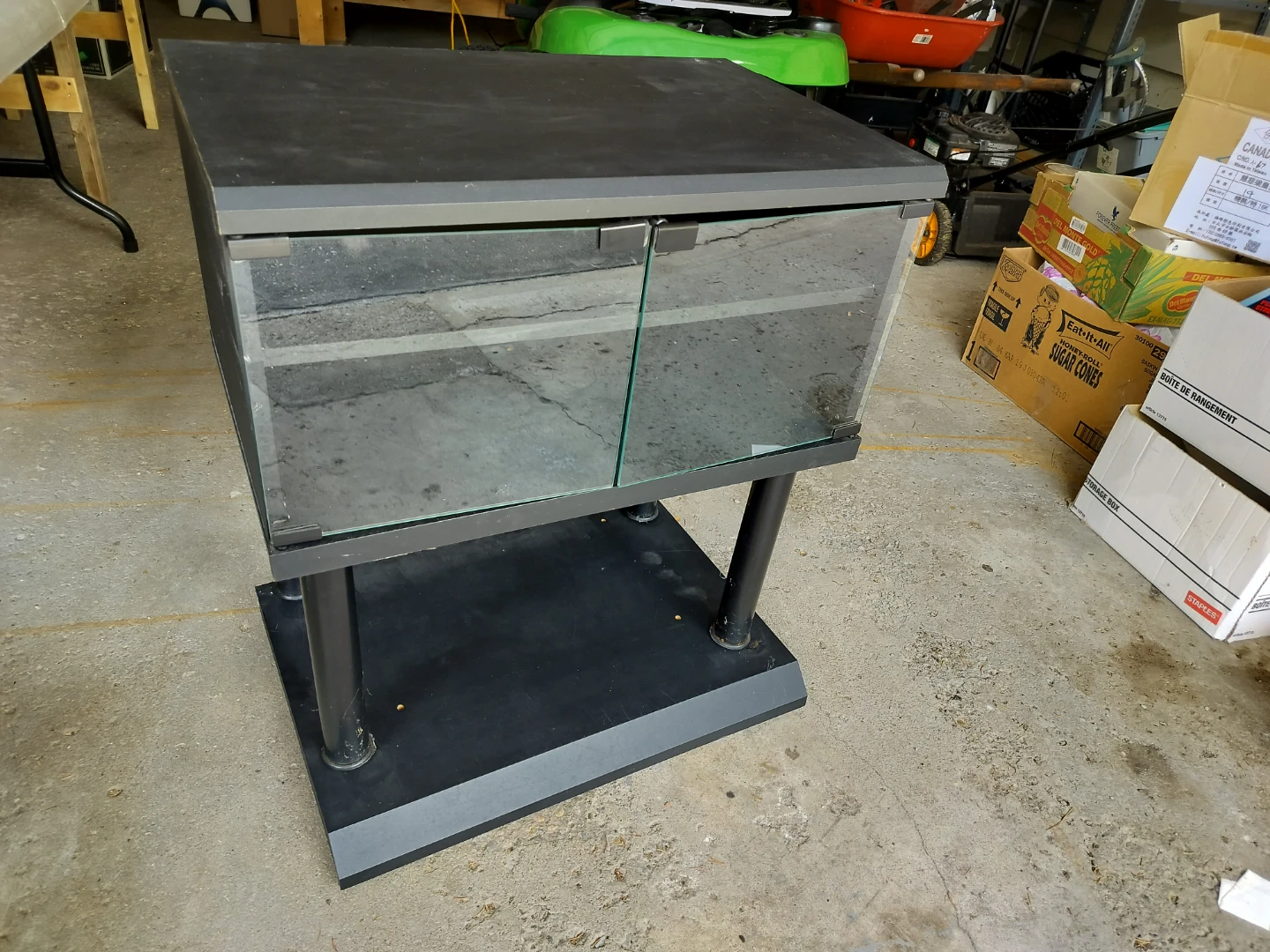 Black Terrarium / Enclosure Stand with Glass Doors