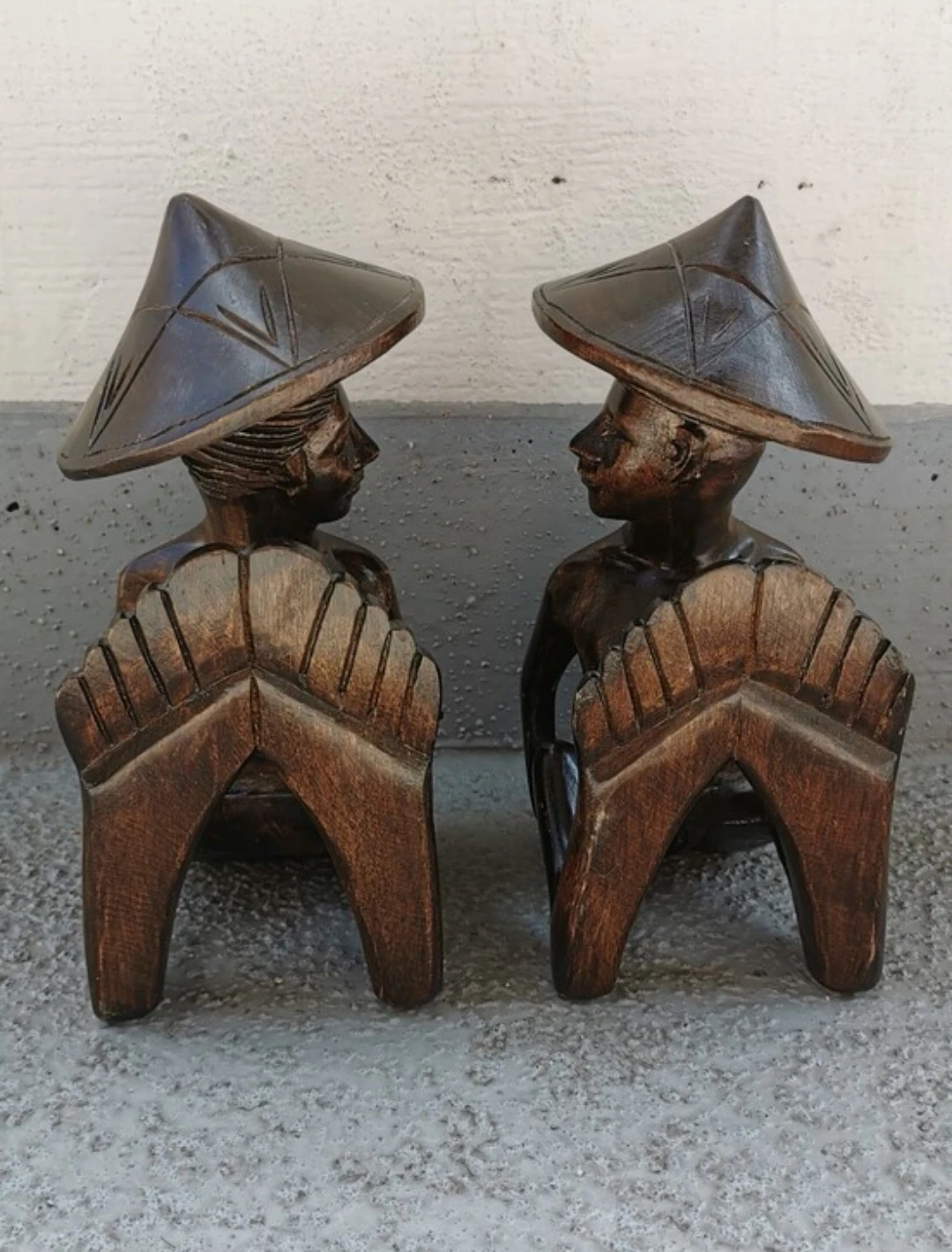 Vintage Hand Carved Wooden Figural Bookends Folk Art - photo 4