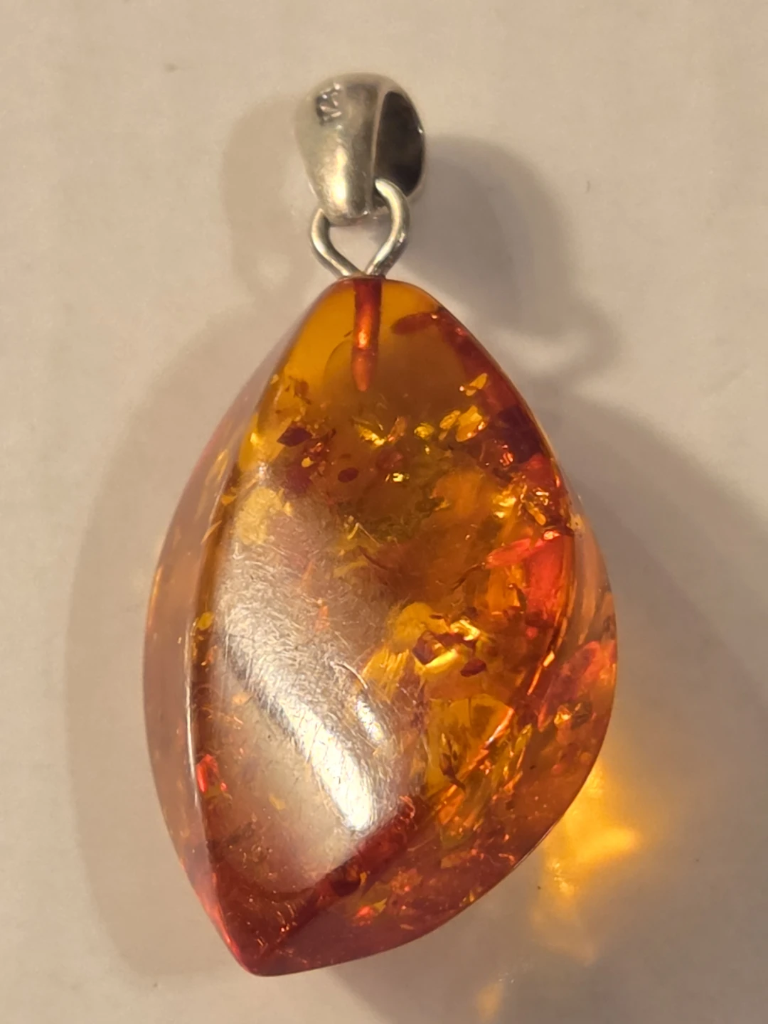 Amber Pendant with Sterling Silver Bail