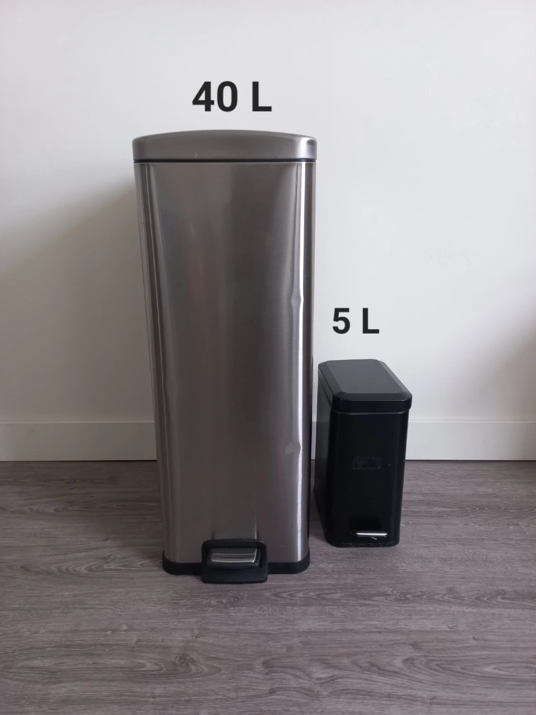 Stainless Steel Pedal Trash Can - 40 L & 5 L