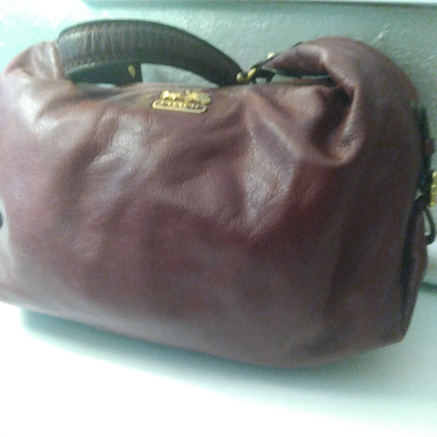 Coach Leather Shoulder Bag - Burgundy