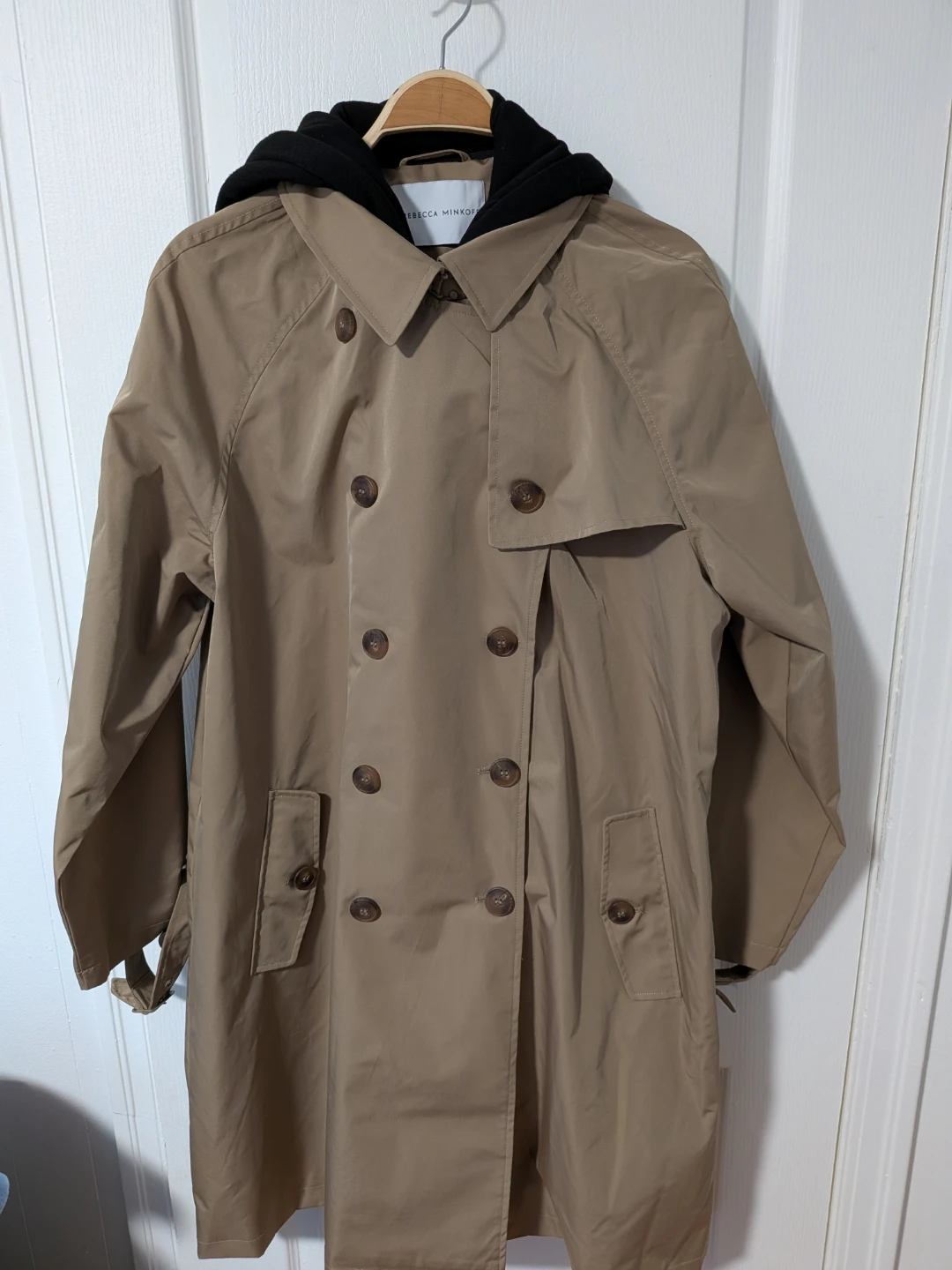 Rebecca Minkoff Tan Trench Coat with Black Hooded Liner