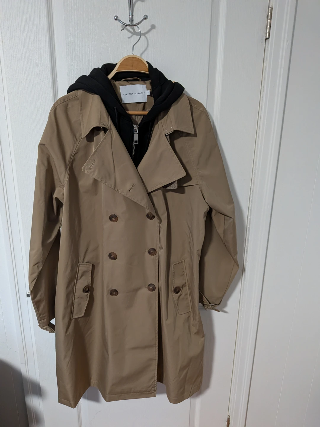Rebecca Minkoff Tan Trench Coat with Black Hooded Liner - photo 2