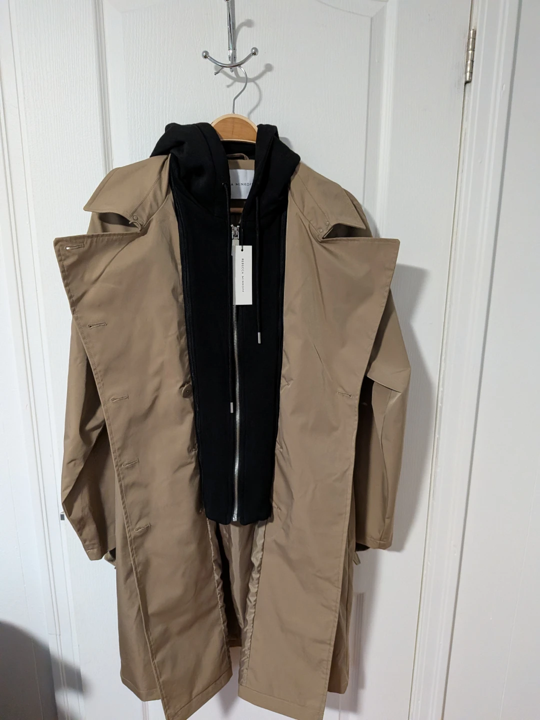 Rebecca Minkoff Tan Trench Coat with Black Hooded Liner - photo 3