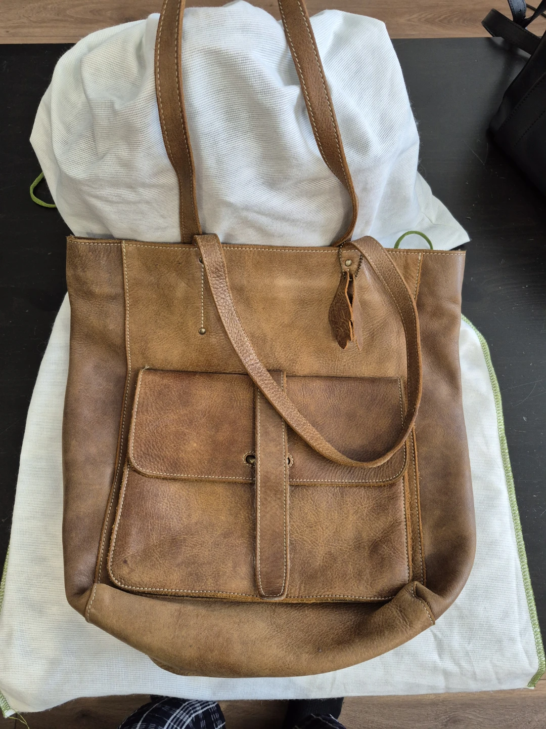 Roots Brown Leather Tote Bag