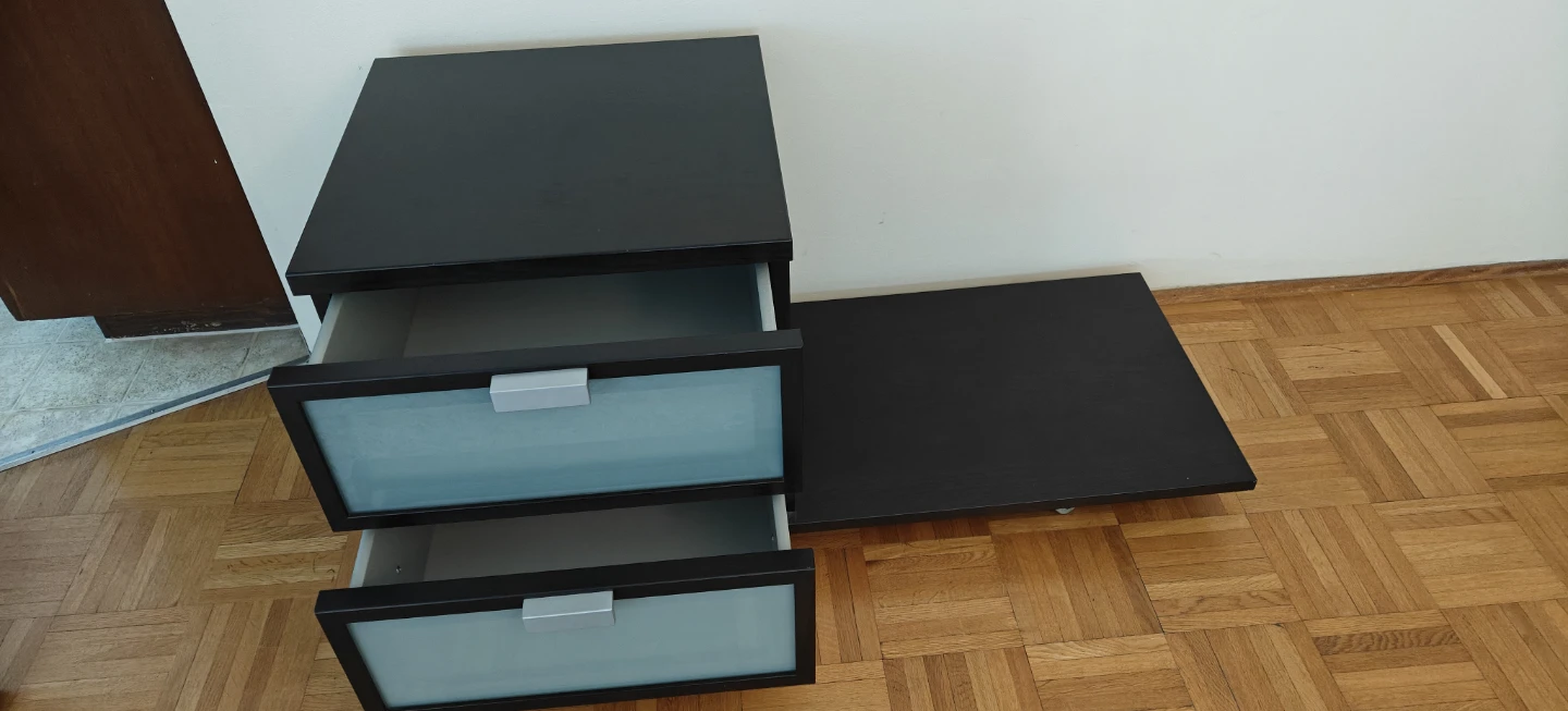 Nightstand with 2 drawers (frosted glass and casters) - photo 2