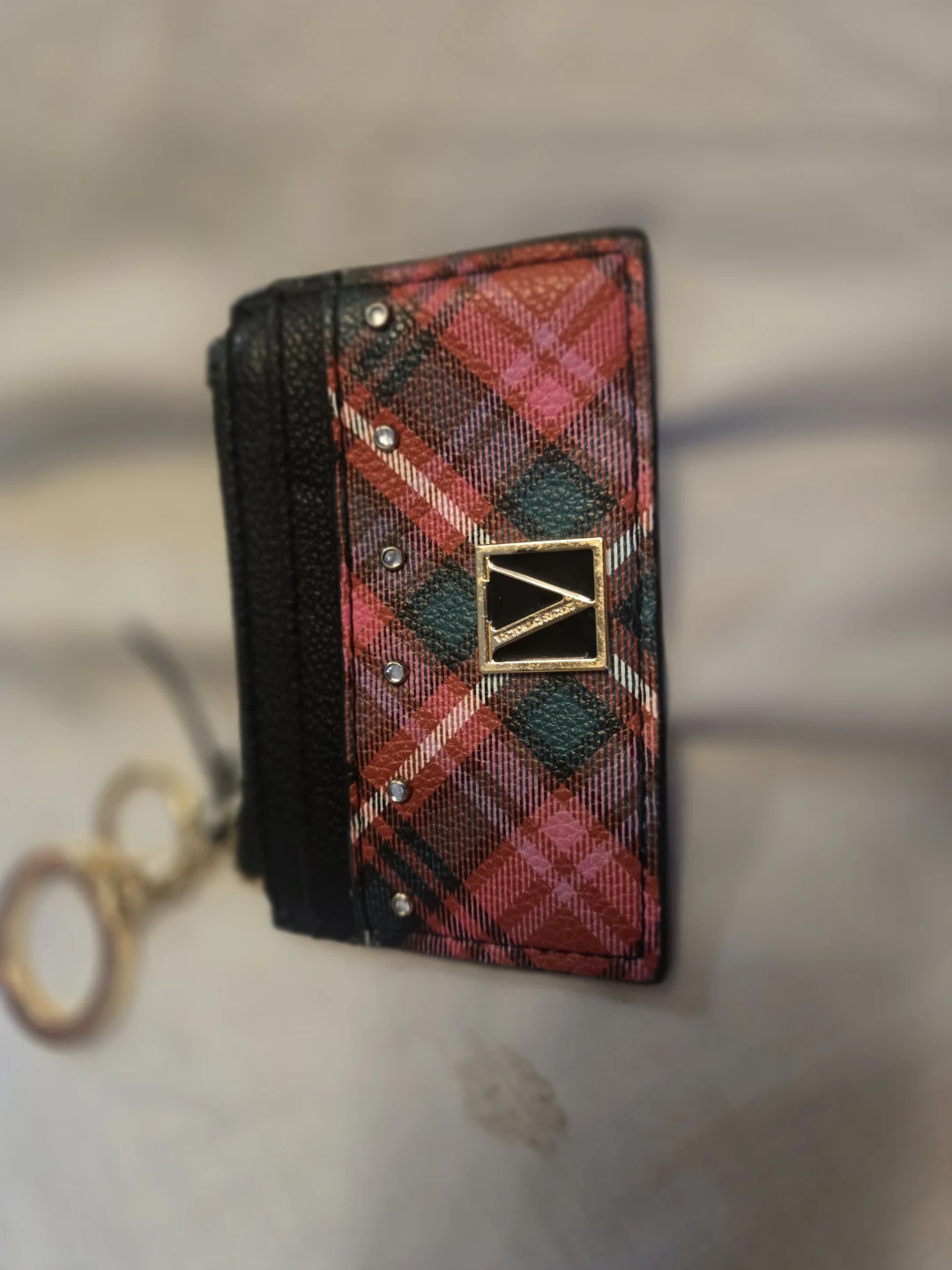 Victoria's Secret Plaid Card Holder with Keychain