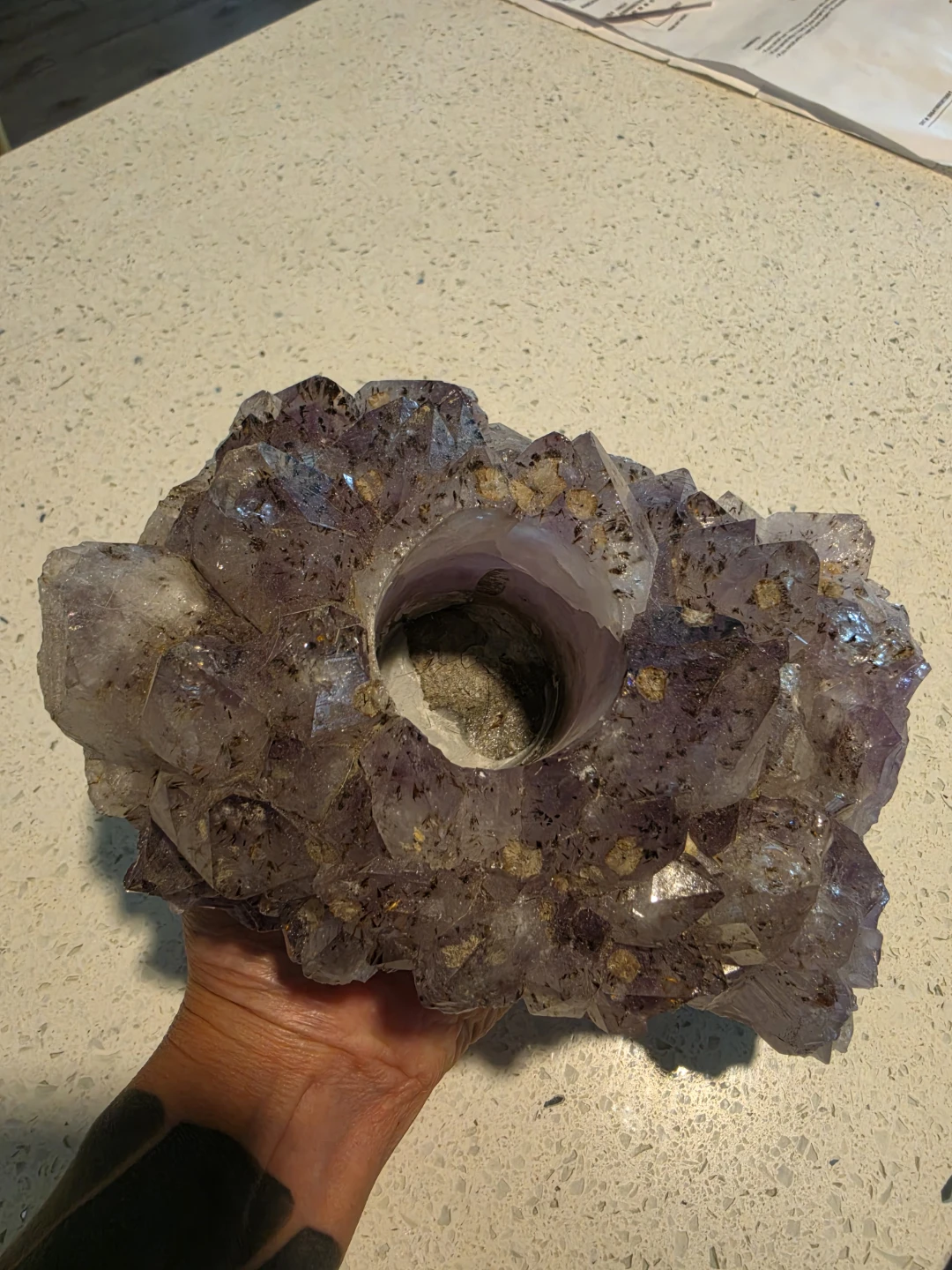 Amethyst Geode Crystal Cluster Candle Holder