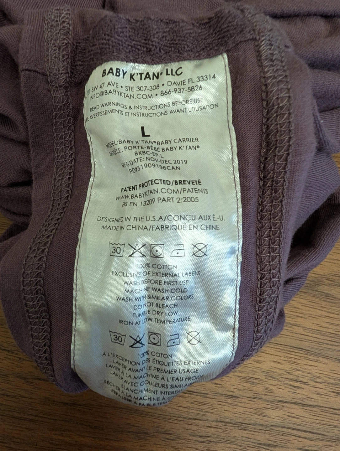 Baby K'tan Baby Carrier - Purple - Size L - photo 3