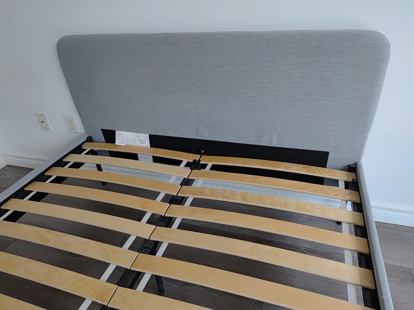 Ikea Grey Upholstered Bed Frame with Slats, full - photo 2