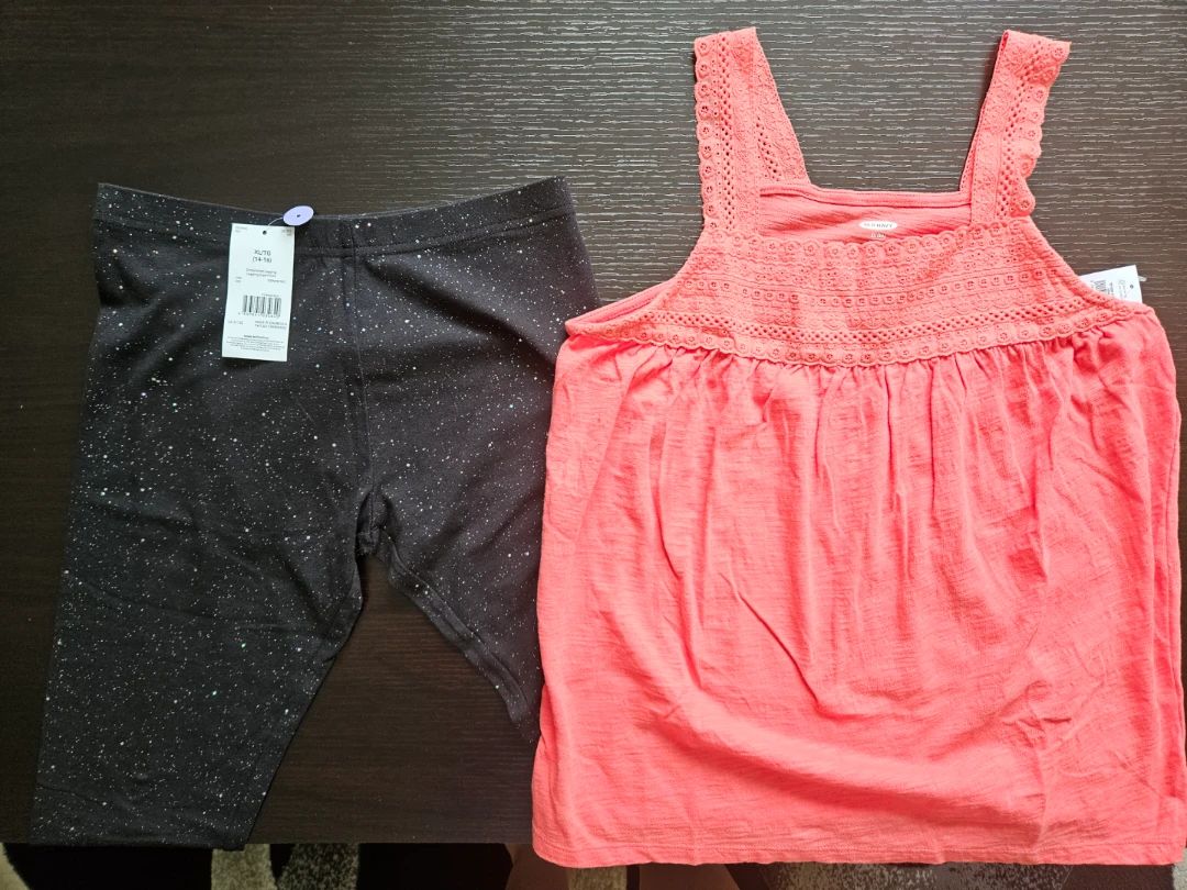 Girl's Leggings & Coral Tank Top Set (with Tags)