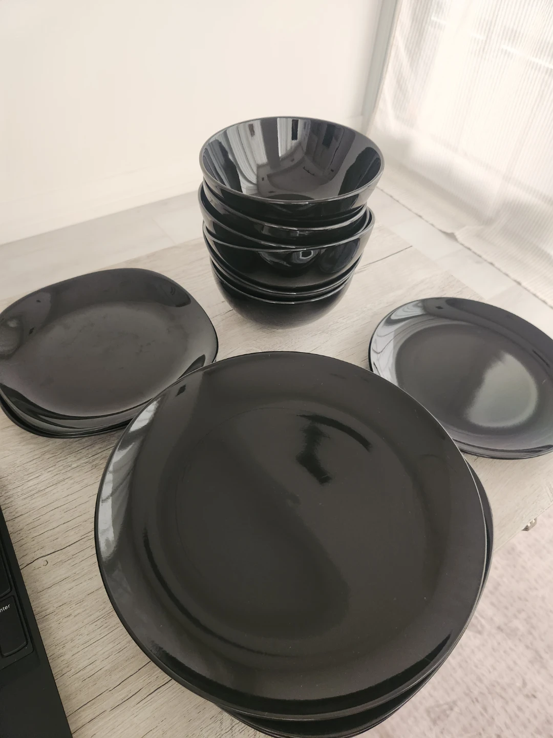IKEA Black Dinnerware Set - Plates and Bowls