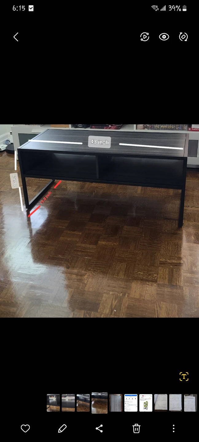 Black Coffee Table | TV Unit  with Two Shelves - photo 2