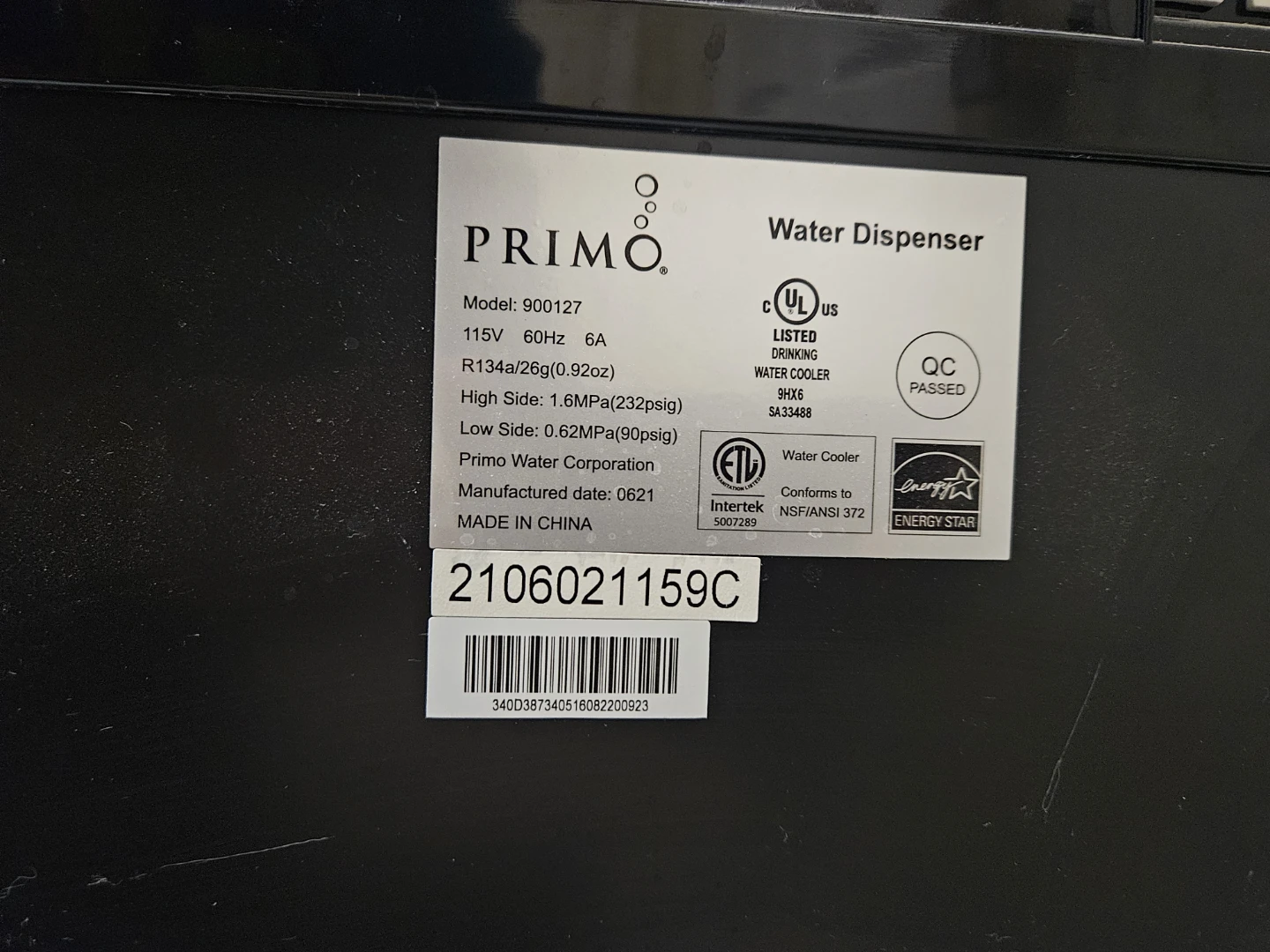Primo water dispenser with Zero water 5 gallon - photo 3