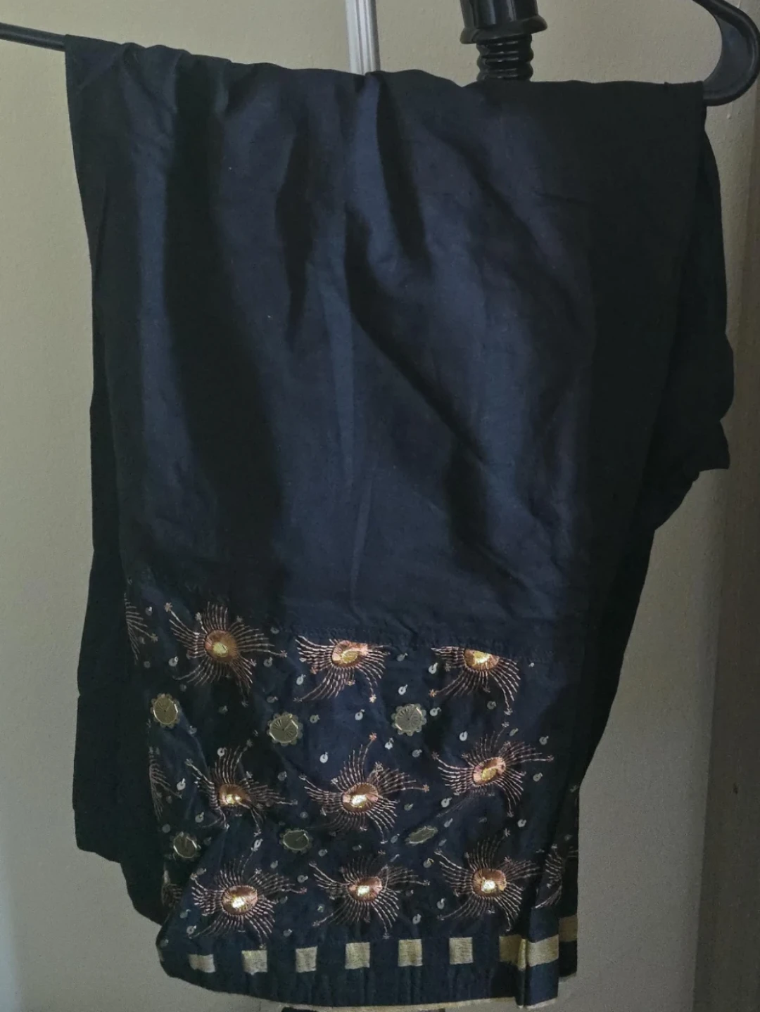 New Black  shalwar  with Embroidered Cuffs