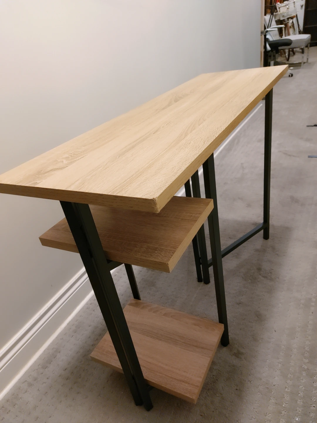 Narrow Console Table with Wood Shelves