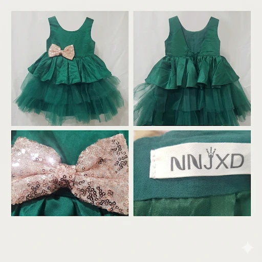 NNJX D Girls Green Tulle Dress with Bow - photo 2