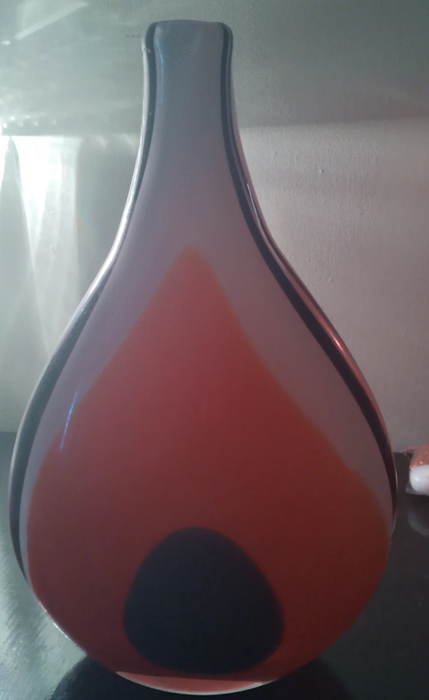 Decorative Glass Vase - Orange, White, and Black Stripes