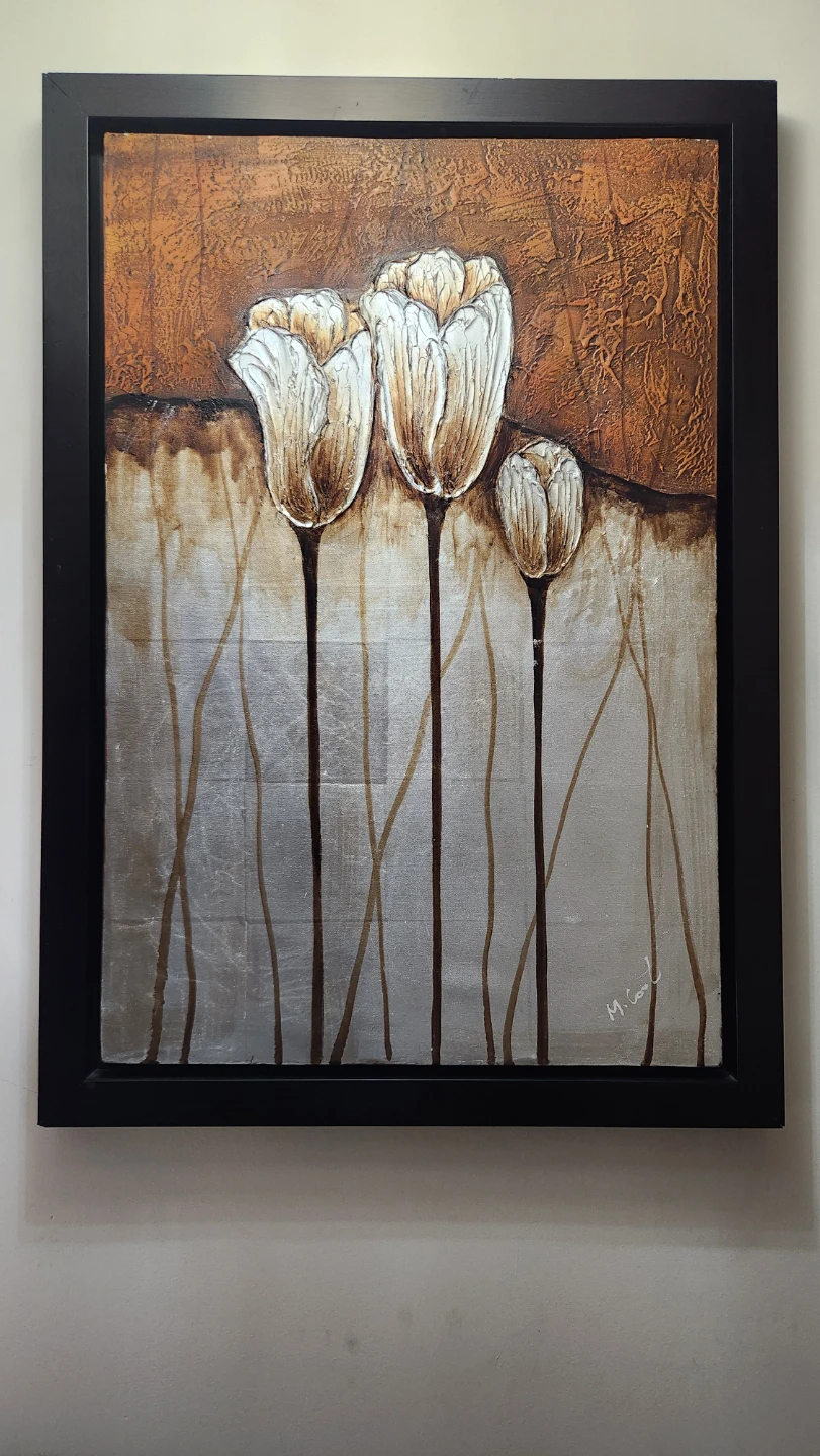 Framed Canvas Painting - White Tulips - photo 2