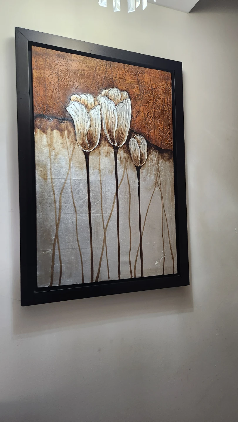 Framed Canvas Painting - White Tulips - photo 3