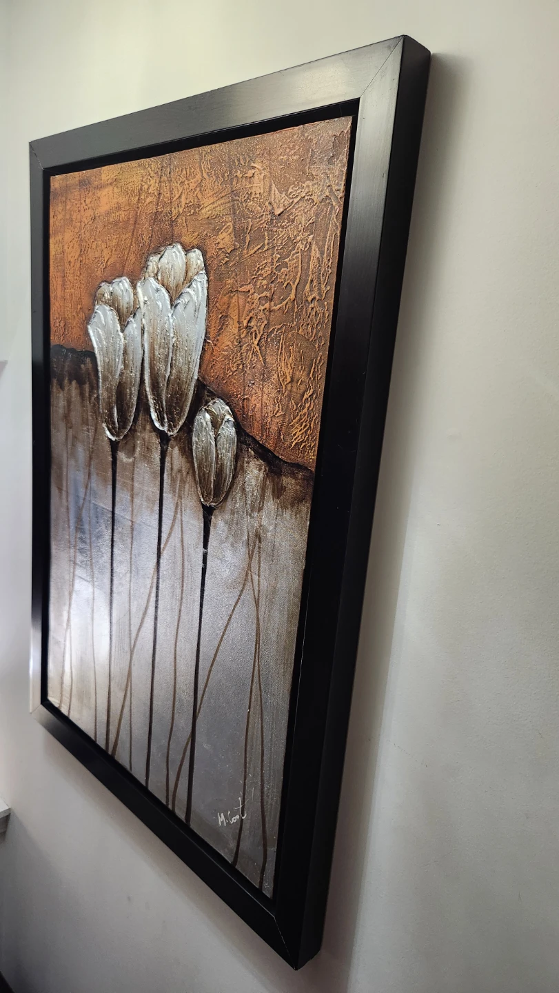 Framed Canvas Painting - White Tulips - photo 4
