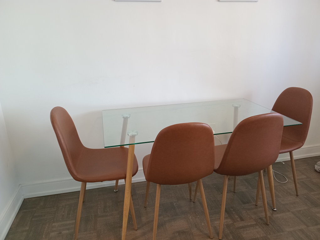 Glass Top Dining Table with 4 Chairs