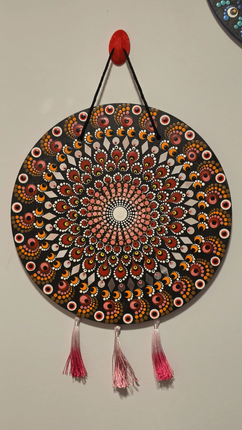 Hand-Painted Mandala Wall Art with Tassels - photo 2