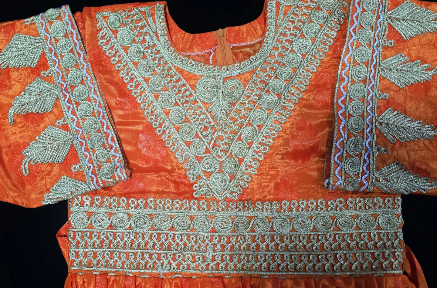 Orange Embroidered Maxi Dress
