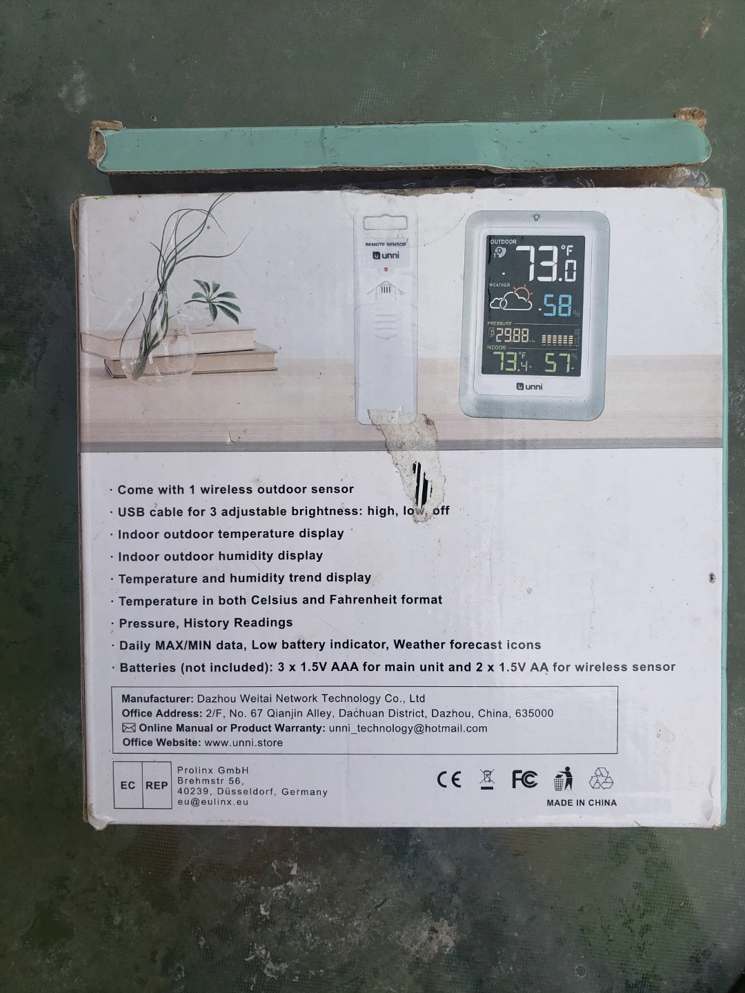 Unni Weather Station Indoor Outdoor Thermometer - photo 2