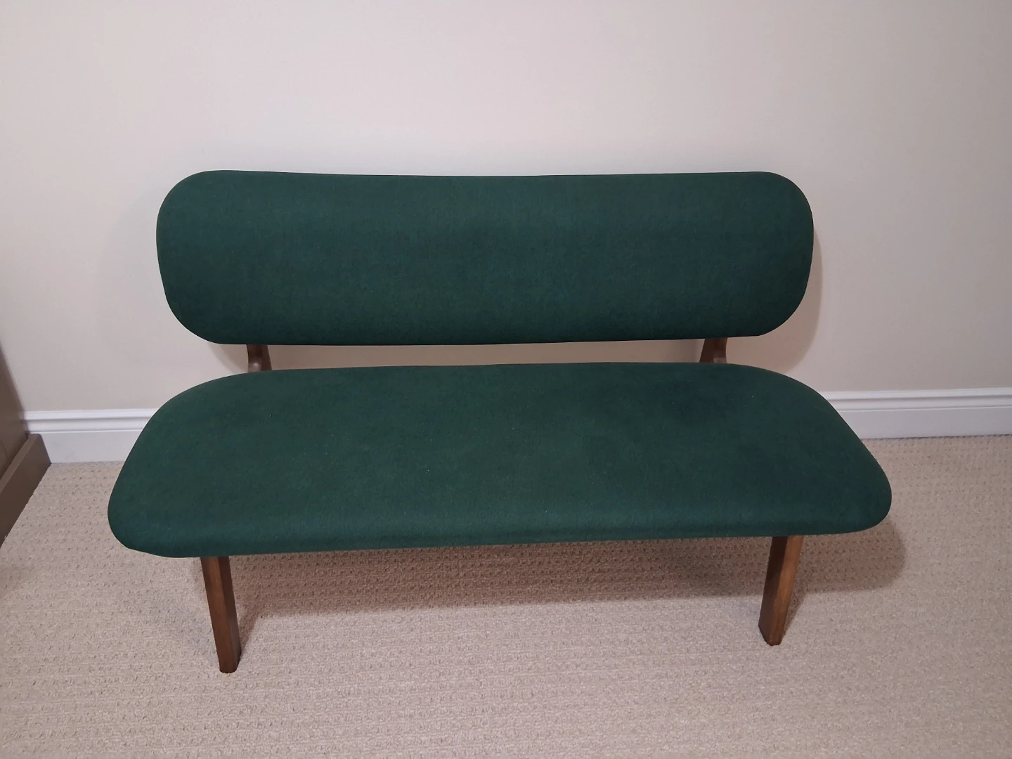 Green Upholstered Bench with Wooden Legs - photo 4
