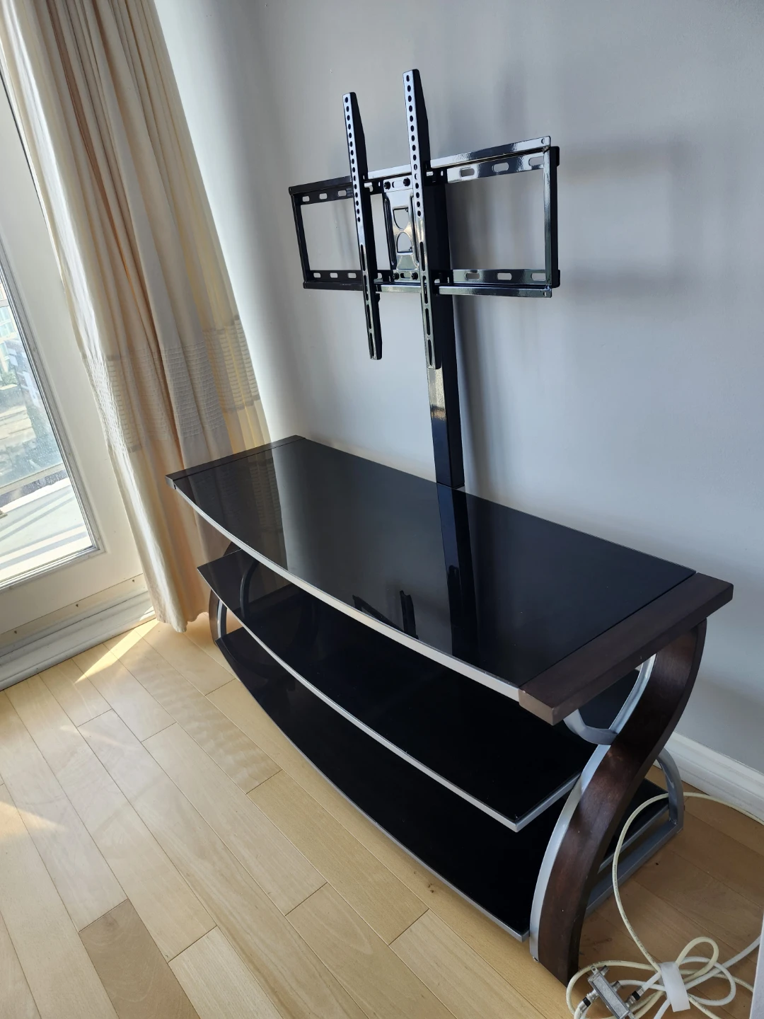 Black Glass TV Stand with Mount