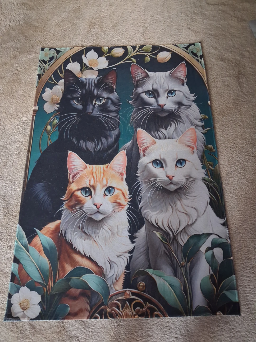 Cute Cat Print Area Rug and shower curtain - photo 3