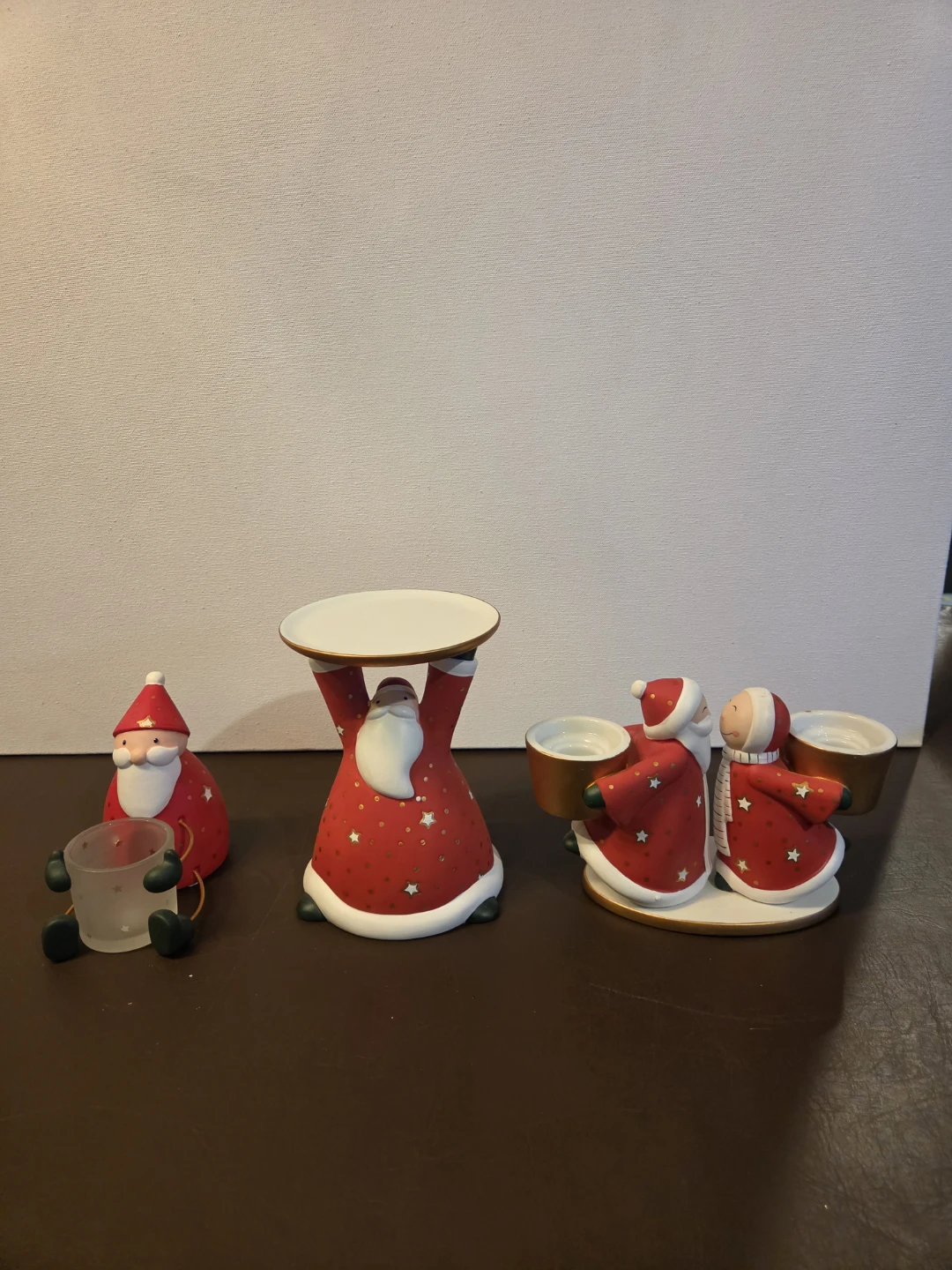 PartyLite Christmas Santa Candle Holders