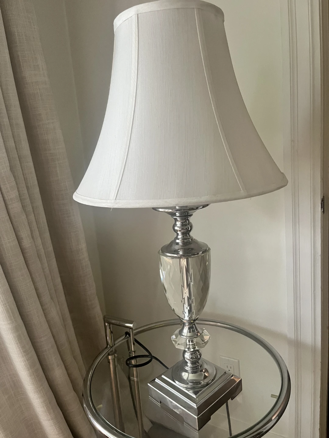 Pair of Silver Crystal Accent Table Lamps