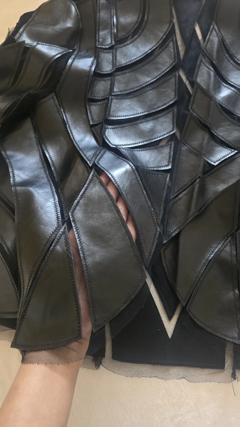 Black Tulle and Faux Leather Jacket from Honeys