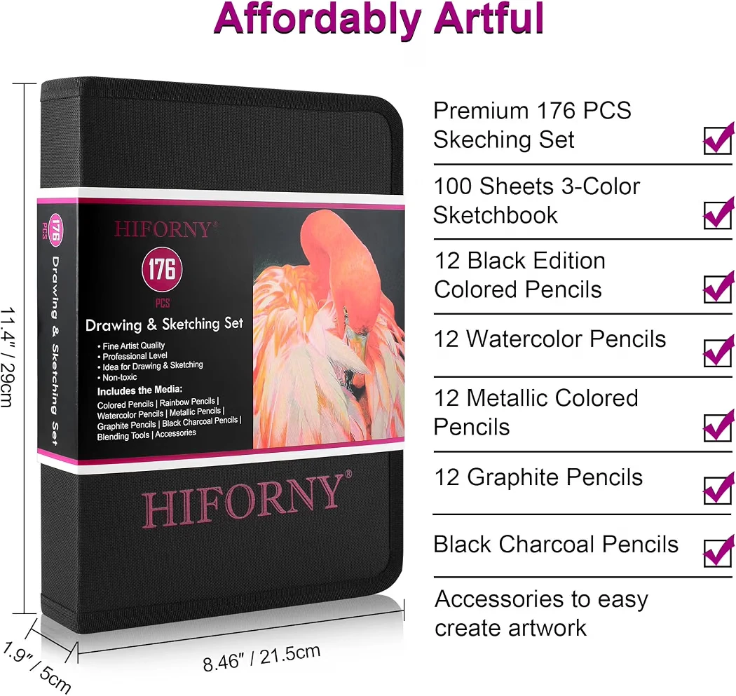 NEW HIFORNY 176 Piece Drawing and Sketching Set - photo 5