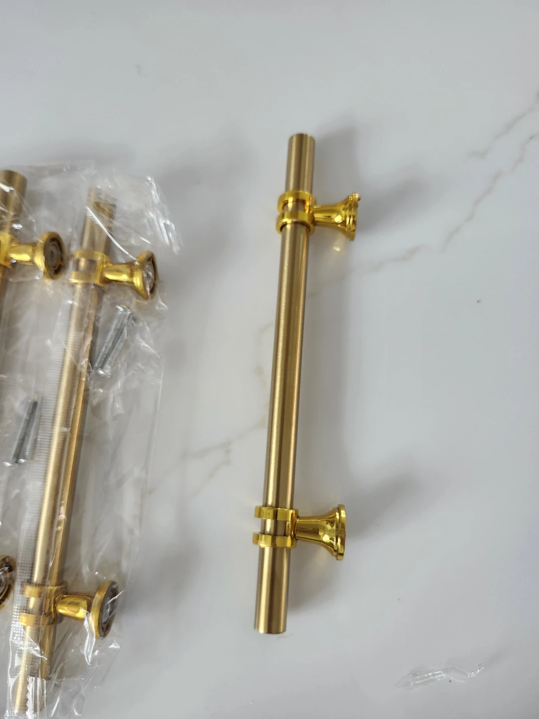 Set of 5 Gold Drawer Pulls / Cabinet Handles - photo 2