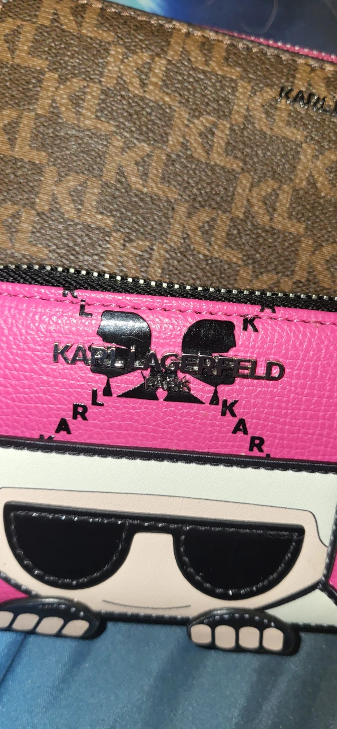 Karl Lagerfeld Pink Wallet and Brown Monogram Zip Around Purse - photo 3