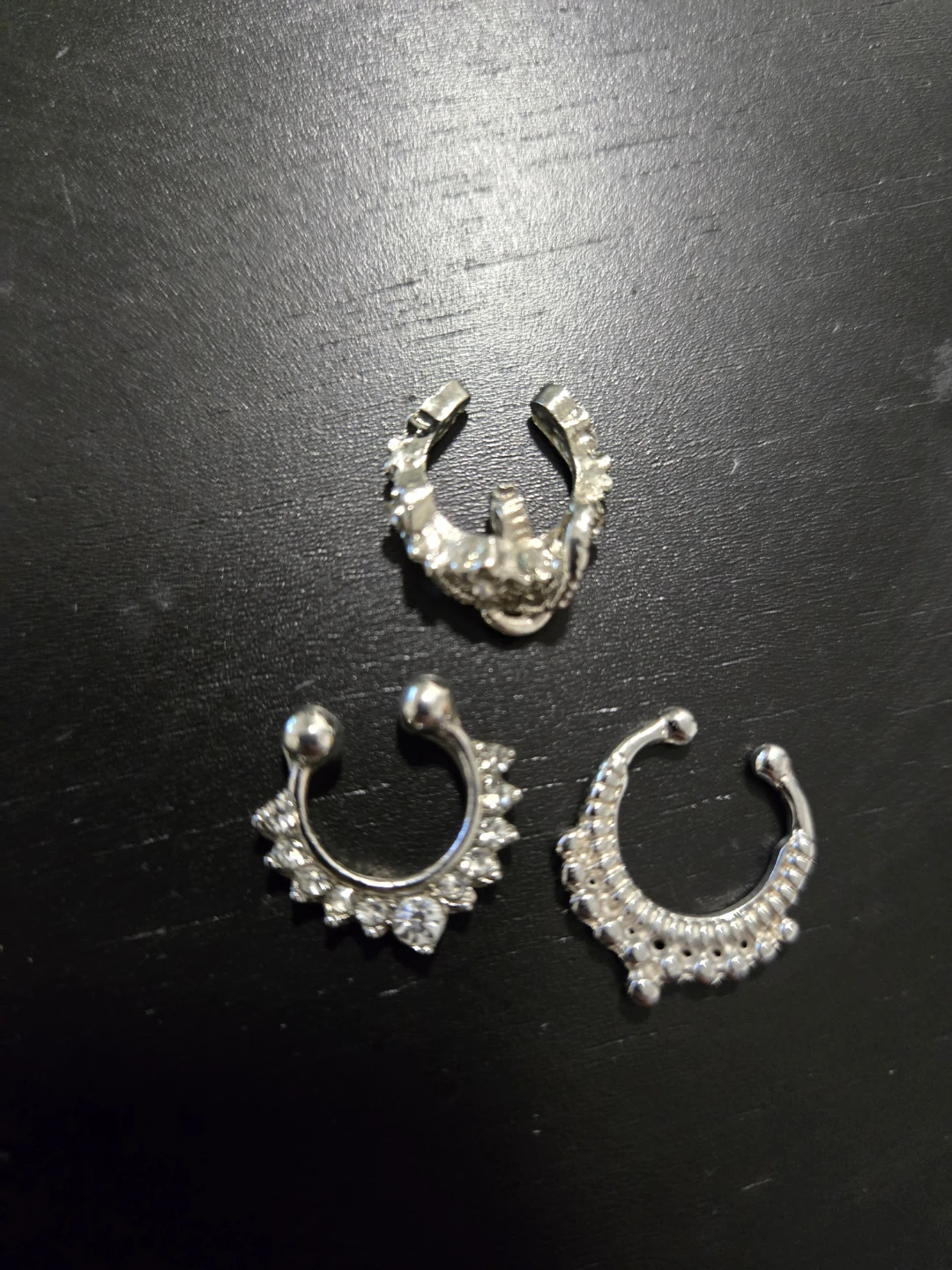 Gold & Silver Faux Piercing Ear Cuffs and Nose Rings Set - photo 3